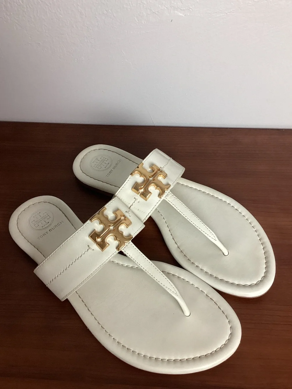 Tory Burch Everly Backless Cream Leather  Sandals Size 6.5M